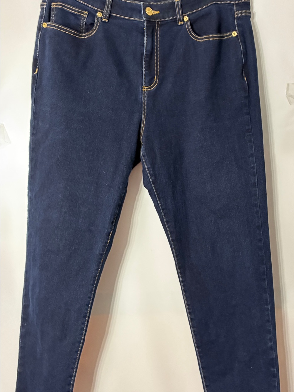 Michael Kori’s Skinny Blue Jeans with Gold Accents - Women